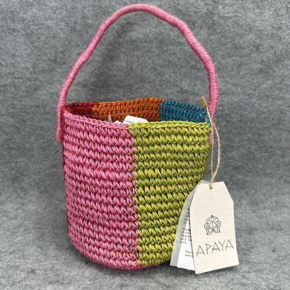 APAYA Colorblock Mini Bucket Tote Bag Artisan Made In Colombia Multicolor NEW - Picture 1 of 7